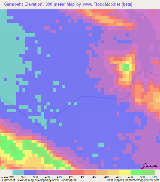 Garmosht,Iran Elevation Map