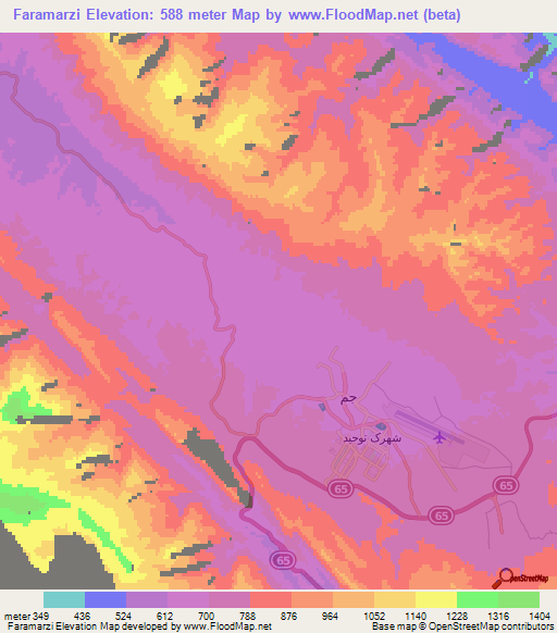 Faramarzi,Iran Elevation Map