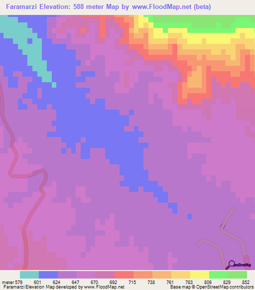 Faramarzi,Iran Elevation Map