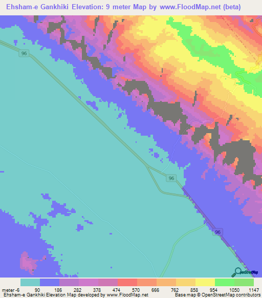 Ehsham-e Gankhiki,Iran Elevation Map