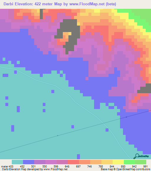 Darbi,Iran Elevation Map