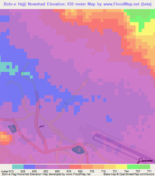 Bohr-e Hajji Nowshad,Iran Elevation Map
