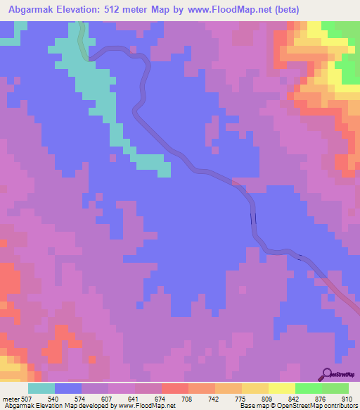 Abgarmak,Iran Elevation Map