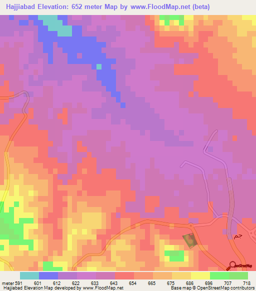 Hajjiabad,Iran Elevation Map