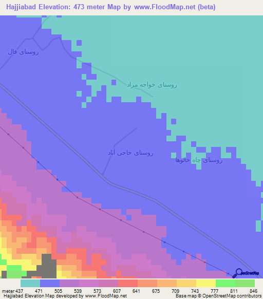 Hajjiabad,Iran Elevation Map