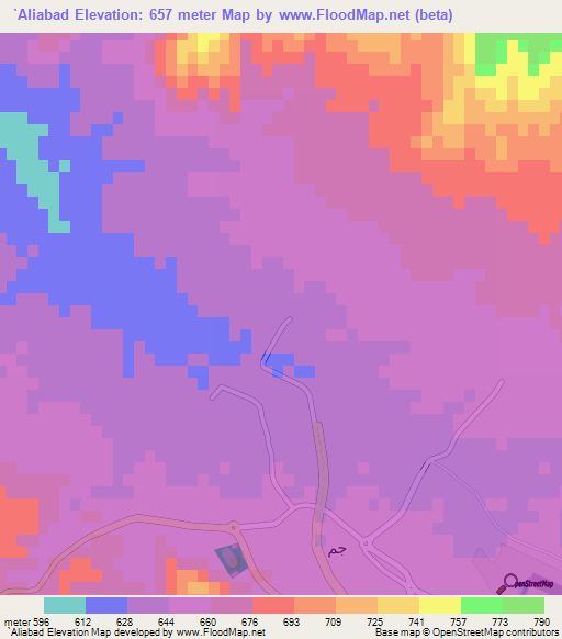 `Aliabad,Iran Elevation Map