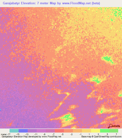 Garajabatyr,Turkmenistan Elevation Map