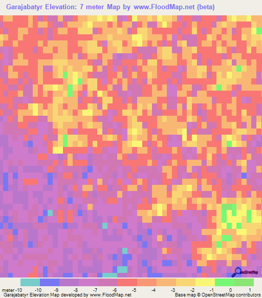 Garajabatyr,Turkmenistan Elevation Map