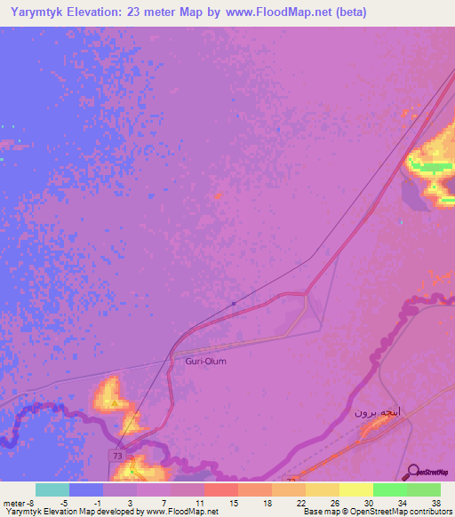 Yarymtyk,Turkmenistan Elevation Map