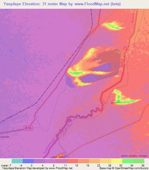 Yasydepe,Turkmenistan Elevation Map