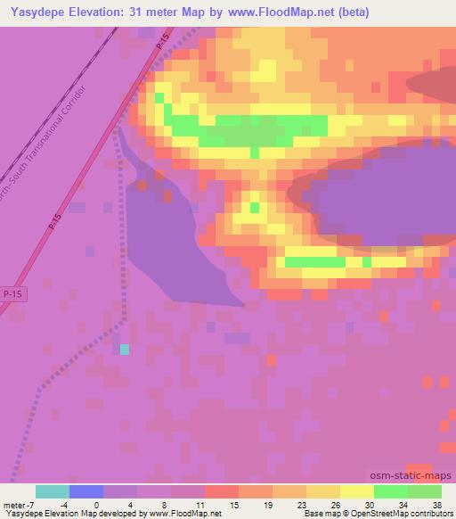 Yasydepe,Turkmenistan Elevation Map