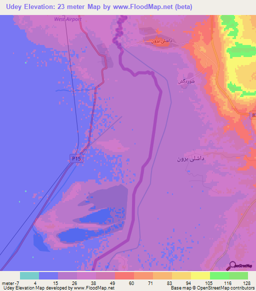 Udey,Turkmenistan Elevation Map