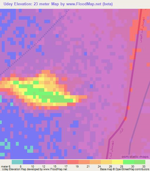 Udey,Turkmenistan Elevation Map