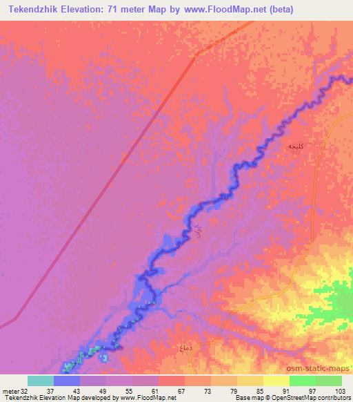 Tekendzhik,Turkmenistan Elevation Map