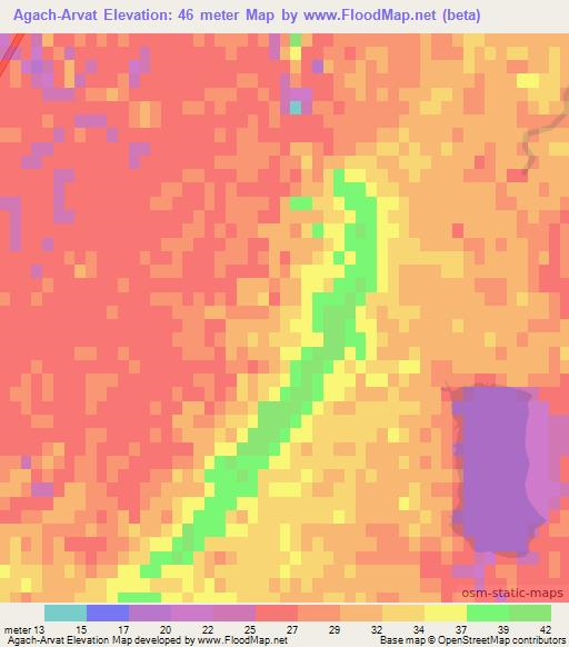 Agach-Arvat,Turkmenistan Elevation Map