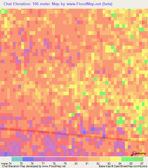 Chat,Turkmenistan Elevation Map