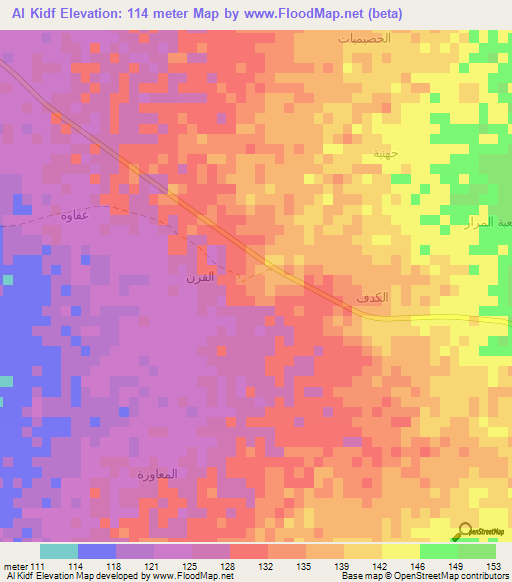 Al Kidf,Yemen Elevation Map