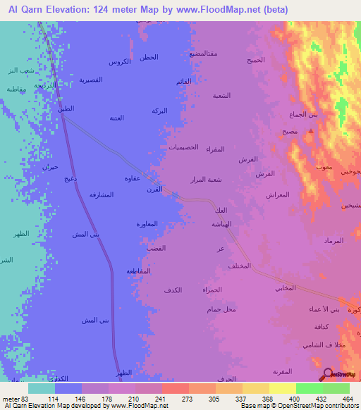 Al Qarn,Yemen Elevation Map