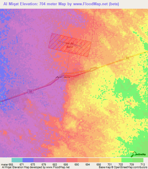Al Miqat,Jordan Elevation Map