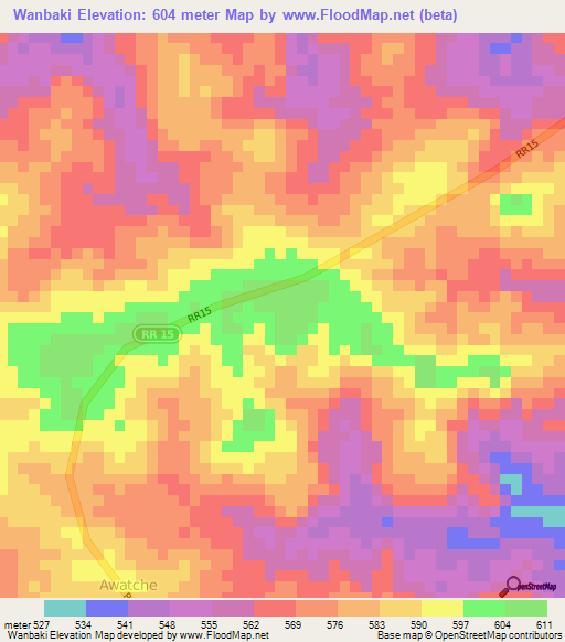 Wanbaki,Central African Republic Elevation Map
