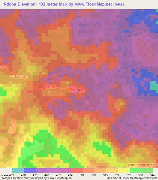 Ndopa,Central African Republic Elevation Map
