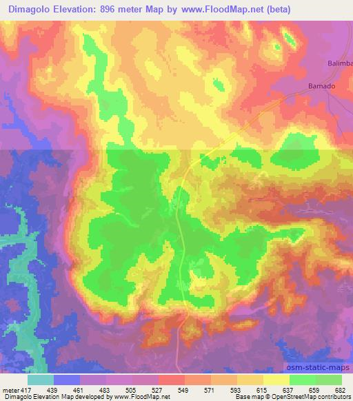 Dimagolo,Central African Republic Elevation Map