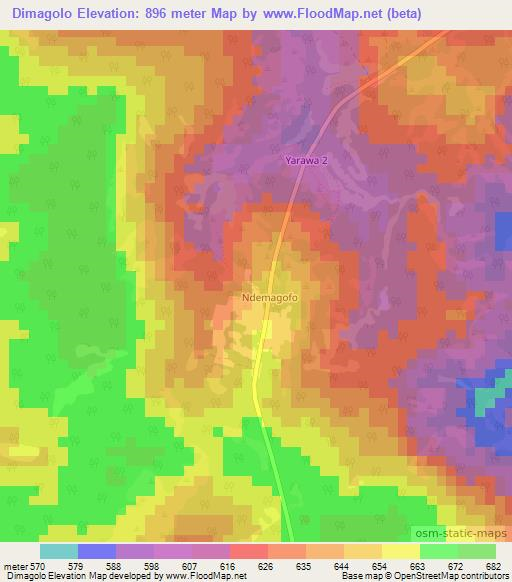 Dimagolo,Central African Republic Elevation Map