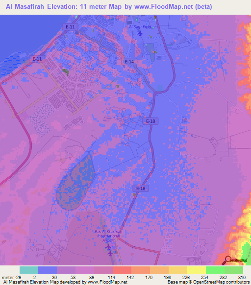 Al Masafirah,United Arab Emirates Elevation Map