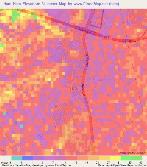 Ham Ham,United Arab Emirates Elevation Map
