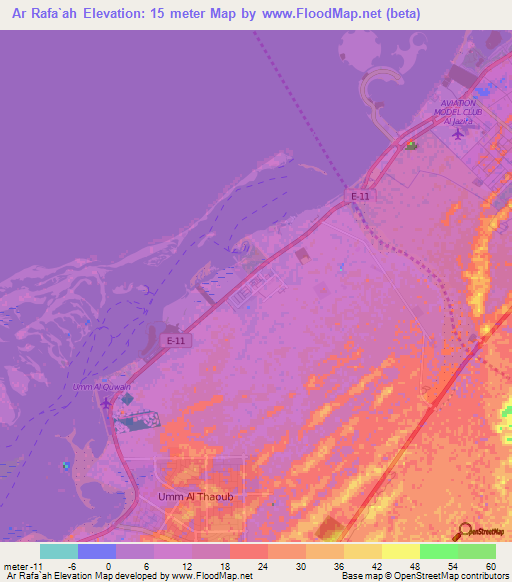Ar Rafa`ah,United Arab Emirates Elevation Map