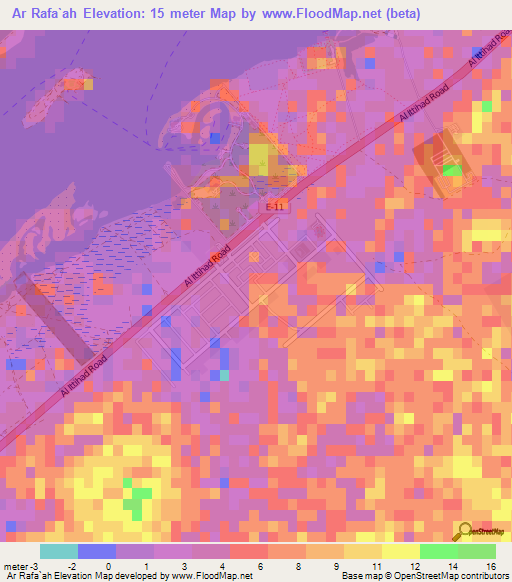 Ar Rafa`ah,United Arab Emirates Elevation Map