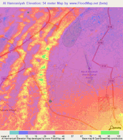 Al Hamraniyah,United Arab Emirates Elevation Map