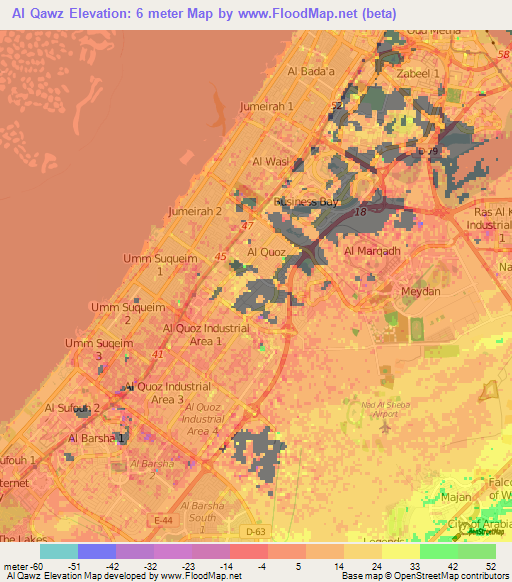 Al Qawz,United Arab Emirates Elevation Map