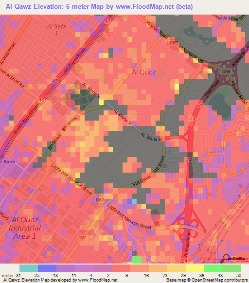 Al Qawz,United Arab Emirates Elevation Map