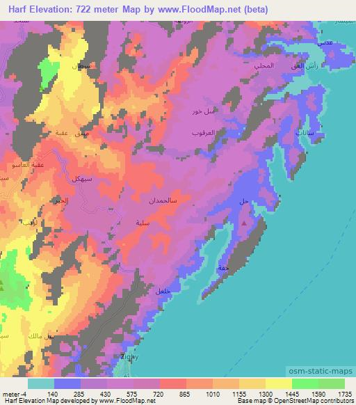 Harf,United Arab Emirates Elevation Map
