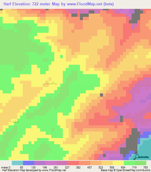 Harf,United Arab Emirates Elevation Map