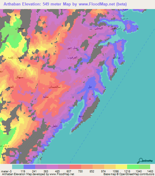 Arthaban,United Arab Emirates Elevation Map