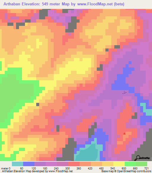Arthaban,United Arab Emirates Elevation Map