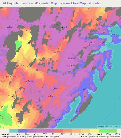 Al Haybah,United Arab Emirates Elevation Map