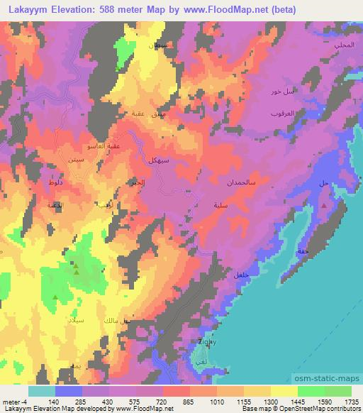 Lakayym,United Arab Emirates Elevation Map