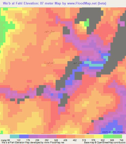 Wa`b al Fahl,United Arab Emirates Elevation Map