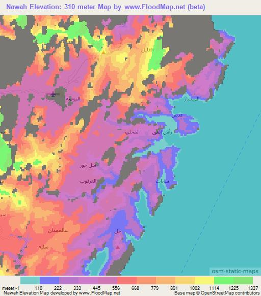 Nawah,United Arab Emirates Elevation Map