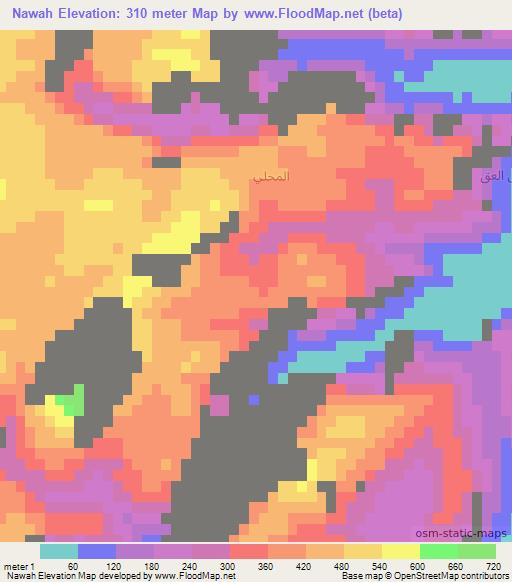 Nawah,United Arab Emirates Elevation Map