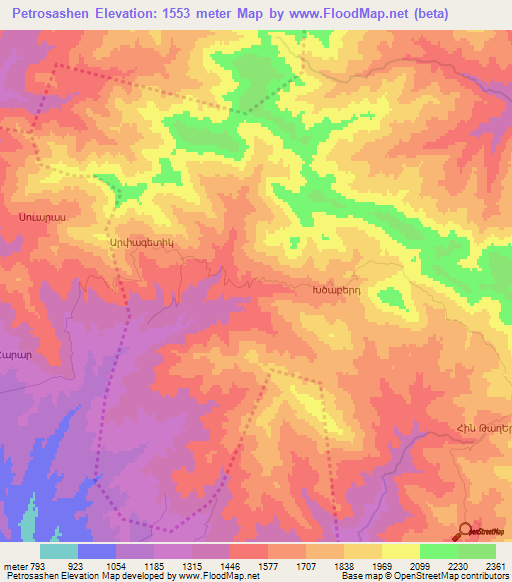 Petrosashen,Azerbaijan Elevation Map
