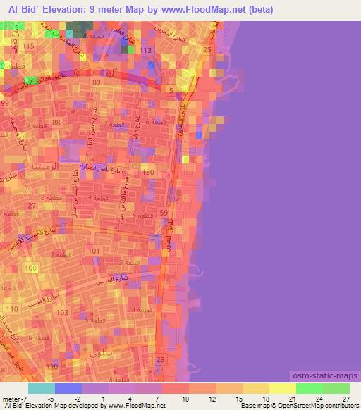 Elevation of Al Bid`,Kuwait Elevation Map, Topography, Contour