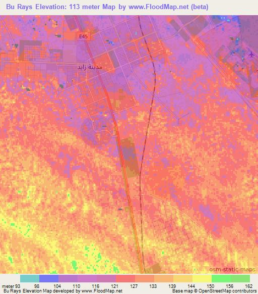 Bu Rays,United Arab Emirates Elevation Map