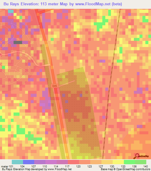 Bu Rays,United Arab Emirates Elevation Map