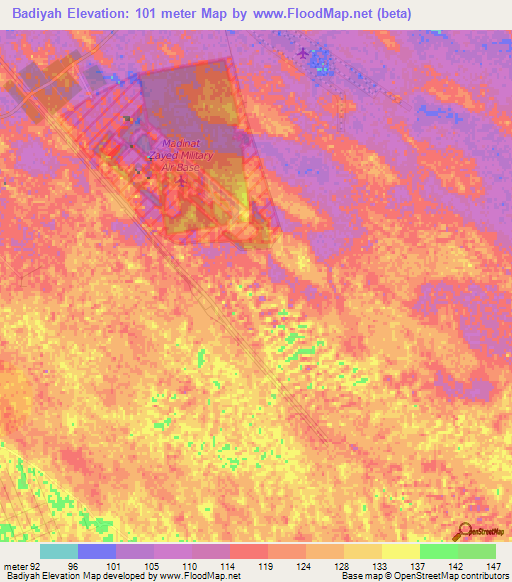 Badiyah,United Arab Emirates Elevation Map