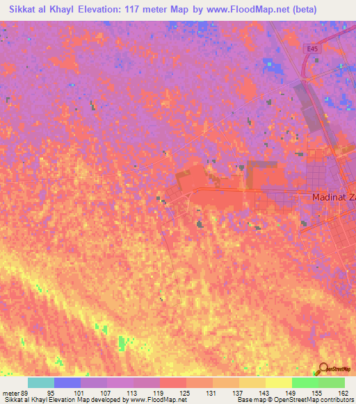 Sikkat al Khayl,United Arab Emirates Elevation Map