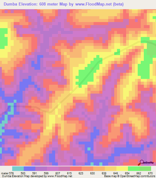 Dumba,Congo (Kinshasa) Elevation Map